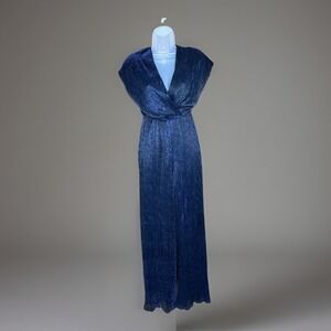 Francesca's Mi ami Jumpsuit XS Navy Metallic Sheer‎ Overlay Boho Y2K Festival